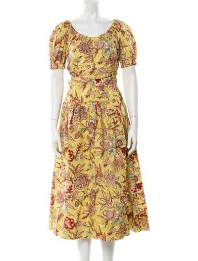 Pre-owned Ulla Johnson Printed Long Dress In Yellow
