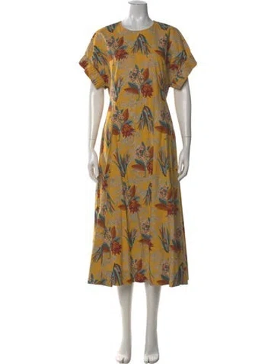 Pre-owned Ulla Johnson Printed Long Dress In Yellow
