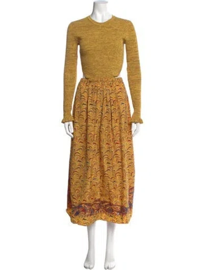 Pre-owned Ulla Johnson Printed Long Dress In Yellow