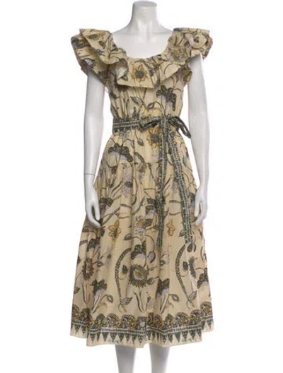 Pre-owned Ulla Johnson Printed Long Dress In Yellow