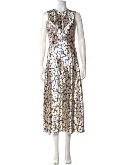 Pre-owned Ulla Johnson Printed Long Dress In Yellow