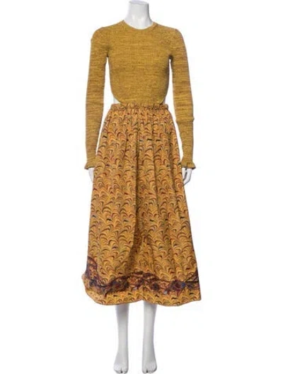 Pre-owned Ulla Johnson Printed Long Dress In Yellow