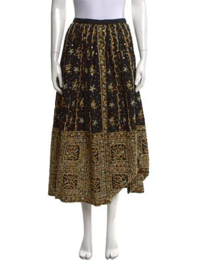 Pre-owned Ulla Johnson Printed Long Skirt In Black