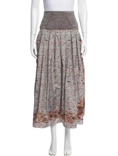 Pre-owned Ulla Johnson Printed Long Skirt In Blue