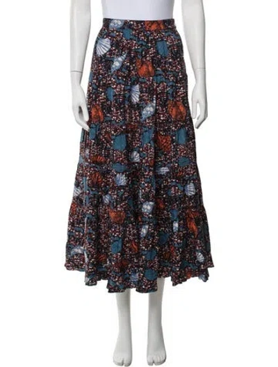 Pre-owned Ulla Johnson Printed Long Skirt In Blue