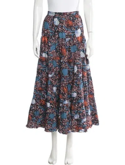 Pre-owned Ulla Johnson Printed Long Skirt In Blue