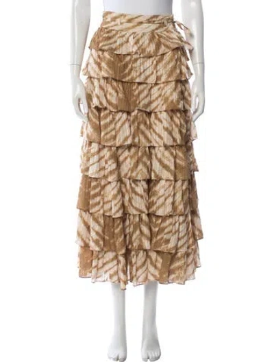 Pre-owned Ulla Johnson Printed Long Skirt In Green
