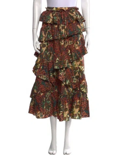 Pre-owned Ulla Johnson Printed Long Skirt In Green