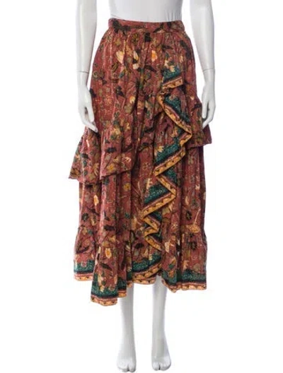 Pre-owned Ulla Johnson Printed Long Skirt In Orange