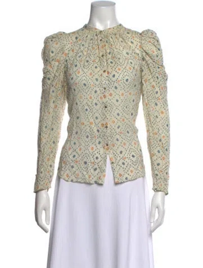 Pre-owned Ulla Johnson Printed Long Sleeve Blouse