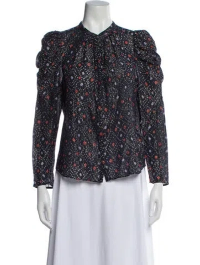 Pre-owned Ulla Johnson Printed Long Sleeve Blouse In Blue