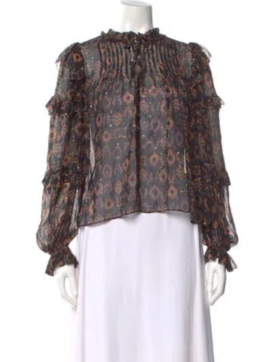 Pre-owned Ulla Johnson Printed Long Sleeve Blouse In Multi