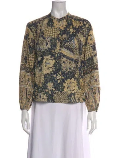 Pre-owned Ulla Johnson Printed Long Sleeve Blouse In Multi