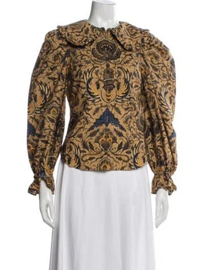 Pre-owned Ulla Johnson Printed Long Sleeve Blouse In Multicolor