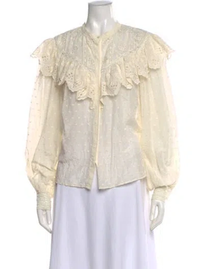 Pre-owned Ulla Johnson Printed Long Sleeve Blouse In Neutral