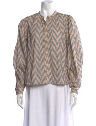 Pre-owned Ulla Johnson Printed Long Sleeve Blouse In Neutral