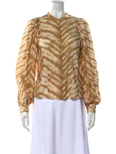 Pre-owned Ulla Johnson Printed Long Sleeve Blouse In Neutrals