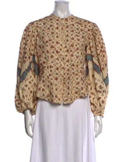 Pre-owned Ulla Johnson Printed Long Sleeve Blouse In Neutrals