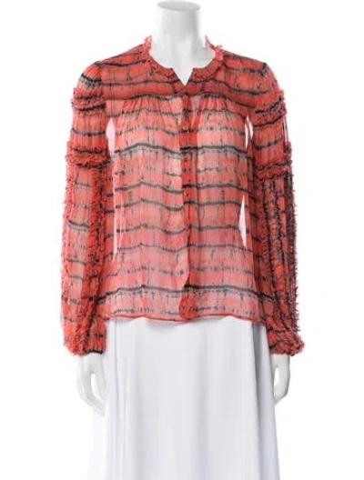 Pre-owned Ulla Johnson Printed Long Sleeve Blouse In Orange