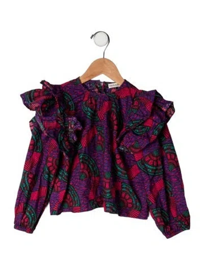 Pre-owned Ulla Johnson Babies' Printed Long Sleeve Blouse In Purple
