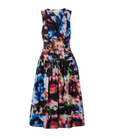Ulla Johnson Printed Midi Dress With Belt In Multi