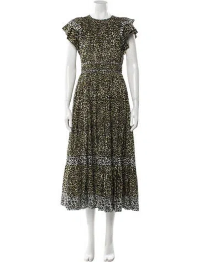 Pre-owned Ulla Johnson Printed Midi Length Dress In Black