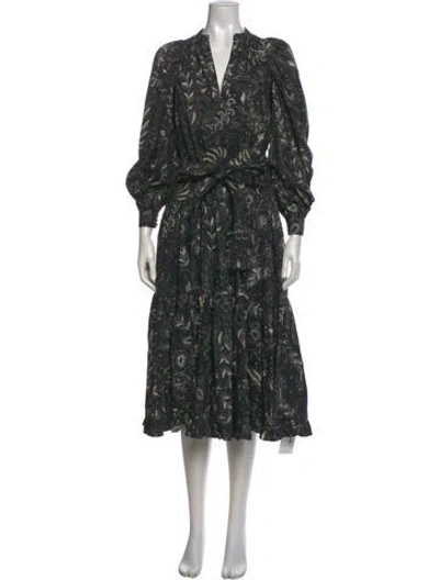 Pre-owned Ulla Johnson Printed Midi Length Dress In Black