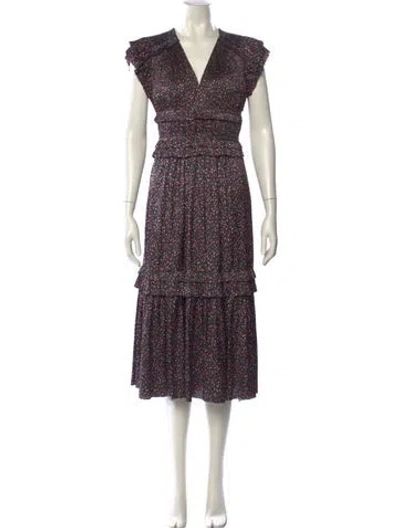 Pre-owned Ulla Johnson Printed Midi Length Dress In Black