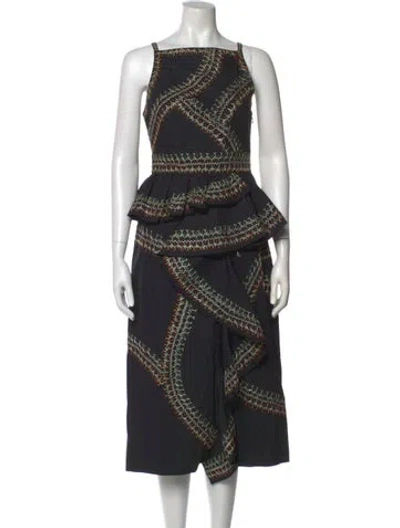 Pre-owned Ulla Johnson Printed Midi Length Dress In Black