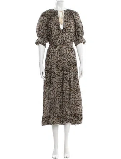 Pre-owned Ulla Johnson Printed Midi Length Dress In Black
