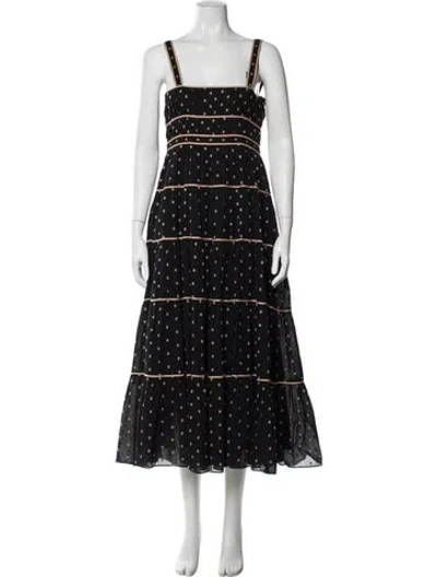 Pre-owned Ulla Johnson Printed Midi Length Dress In Black