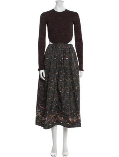 Pre-owned Ulla Johnson Printed Midi Length Dress In Black