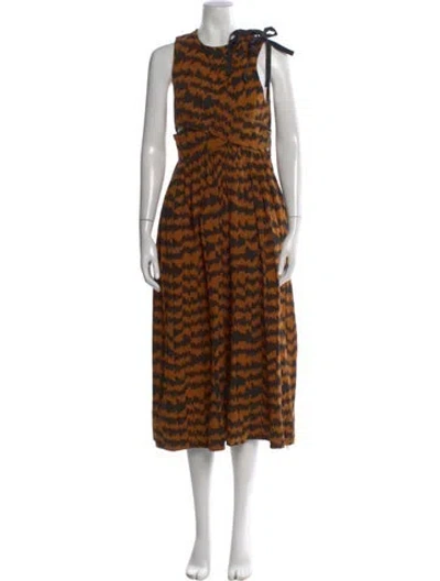 Pre-owned Ulla Johnson Printed Midi Length Dress In Black