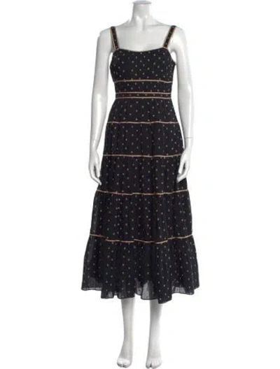Pre-owned Ulla Johnson Printed Midi Length Dress In Black