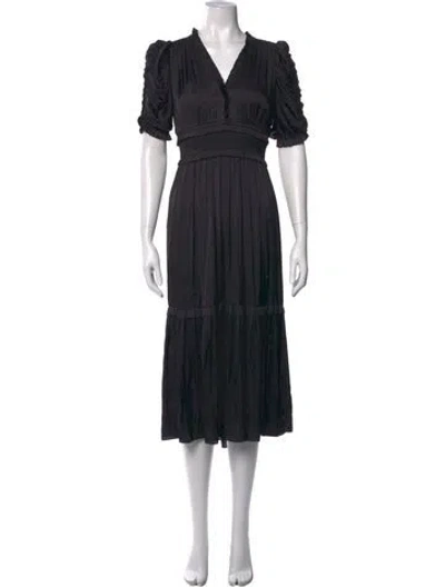 Pre-owned Ulla Johnson Printed Midi Length Dress In Black