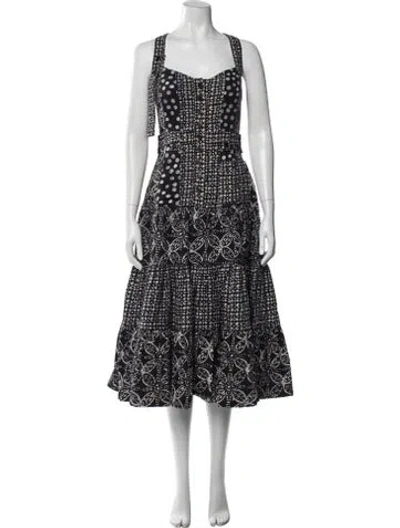 Pre-owned Ulla Johnson Printed Midi Length Dress In Black
