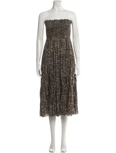Pre-owned Ulla Johnson Printed Midi Length Dress In Black