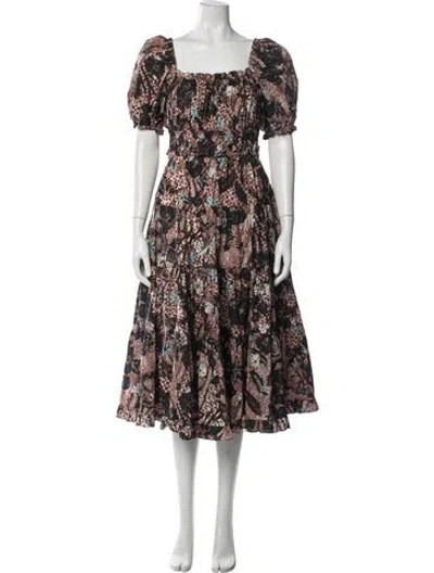 Pre-owned Ulla Johnson Printed Midi Length Dress In Black