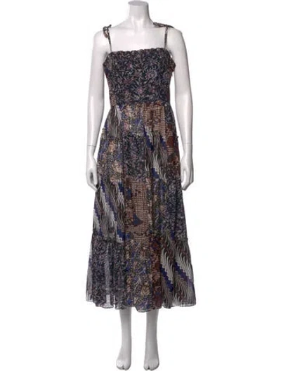 Pre-owned Ulla Johnson Printed Midi Length Dress In Black