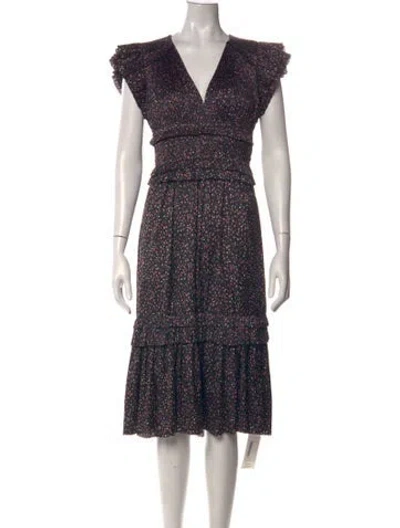 Pre-owned Ulla Johnson Printed Midi Length Dress In Black