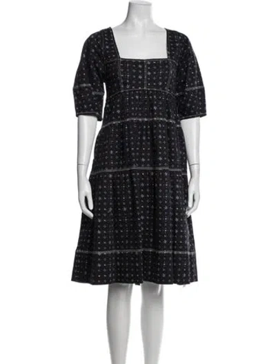 Pre-owned Ulla Johnson Printed Midi Length Dress In Black/blue