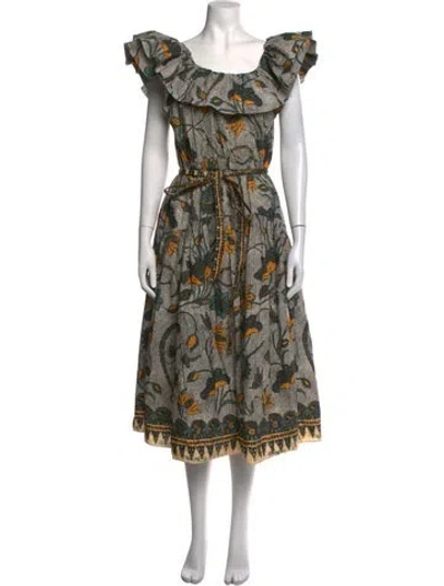 Pre-owned Ulla Johnson Printed Midi Length Dress In Black/white