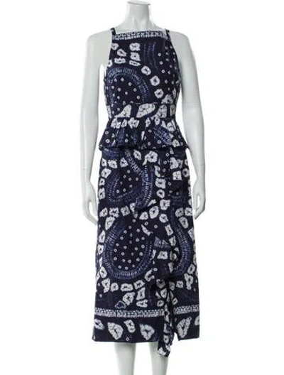 Pre-owned Ulla Johnson Printed Midi Length Dress In Blue