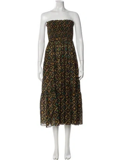 Pre-owned Ulla Johnson Printed Midi Length Dress In Blue