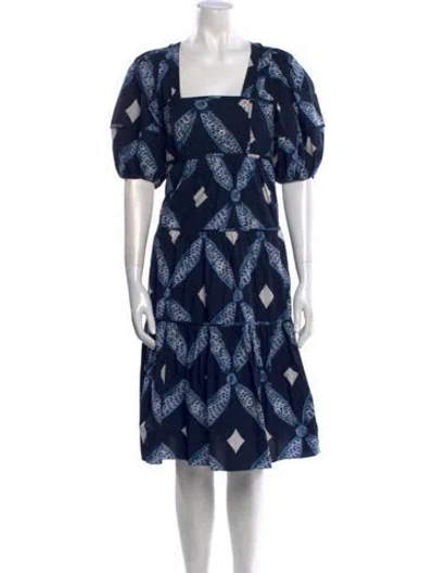 Pre-owned Ulla Johnson Printed Midi Length Dress In Blue