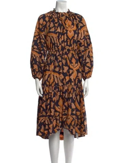 Pre-owned Ulla Johnson Printed Midi Length Dress In Blue
