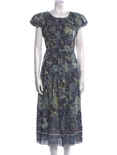 Pre-owned Ulla Johnson Printed Midi Length Dress In Blue