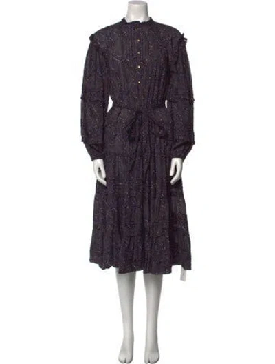 Pre-owned Ulla Johnson Printed Midi Length Dress In Blue