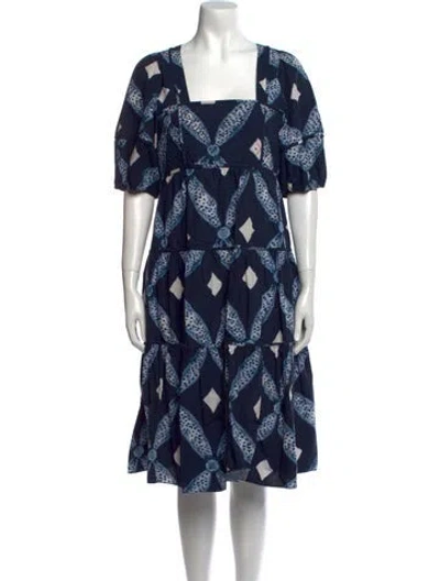 Pre-owned Ulla Johnson Printed Midi Length Dress In Blue