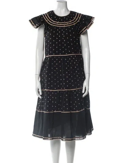 Pre-owned Ulla Johnson Printed Midi Length Dress In Blue